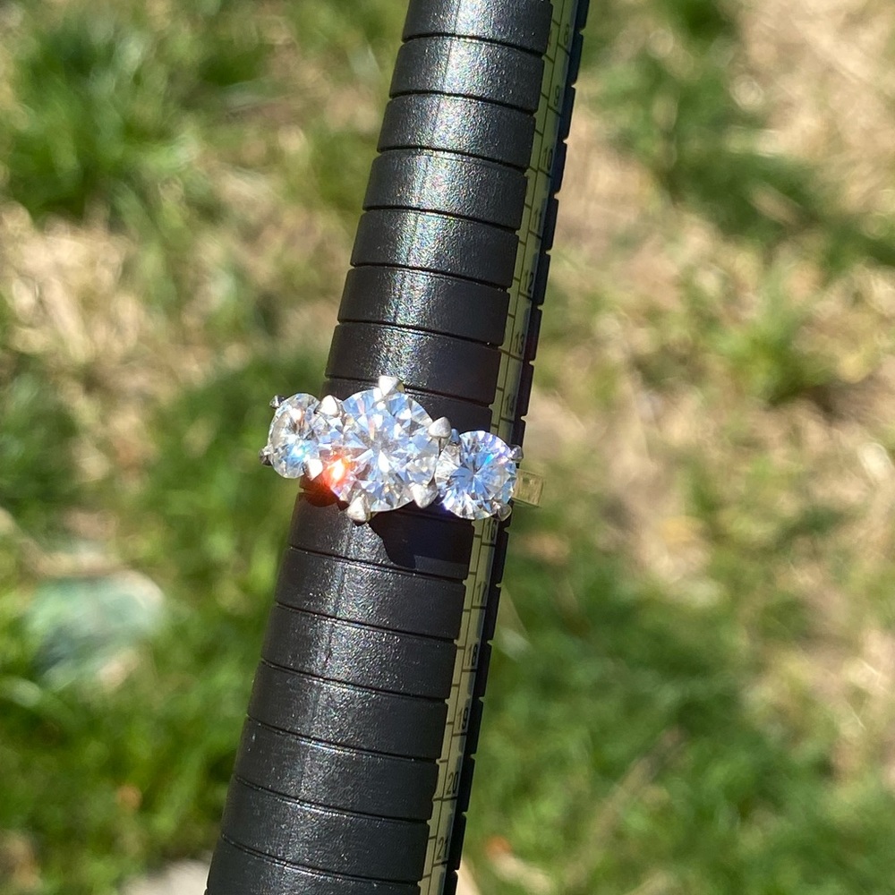 Moissanite 3 stone ring